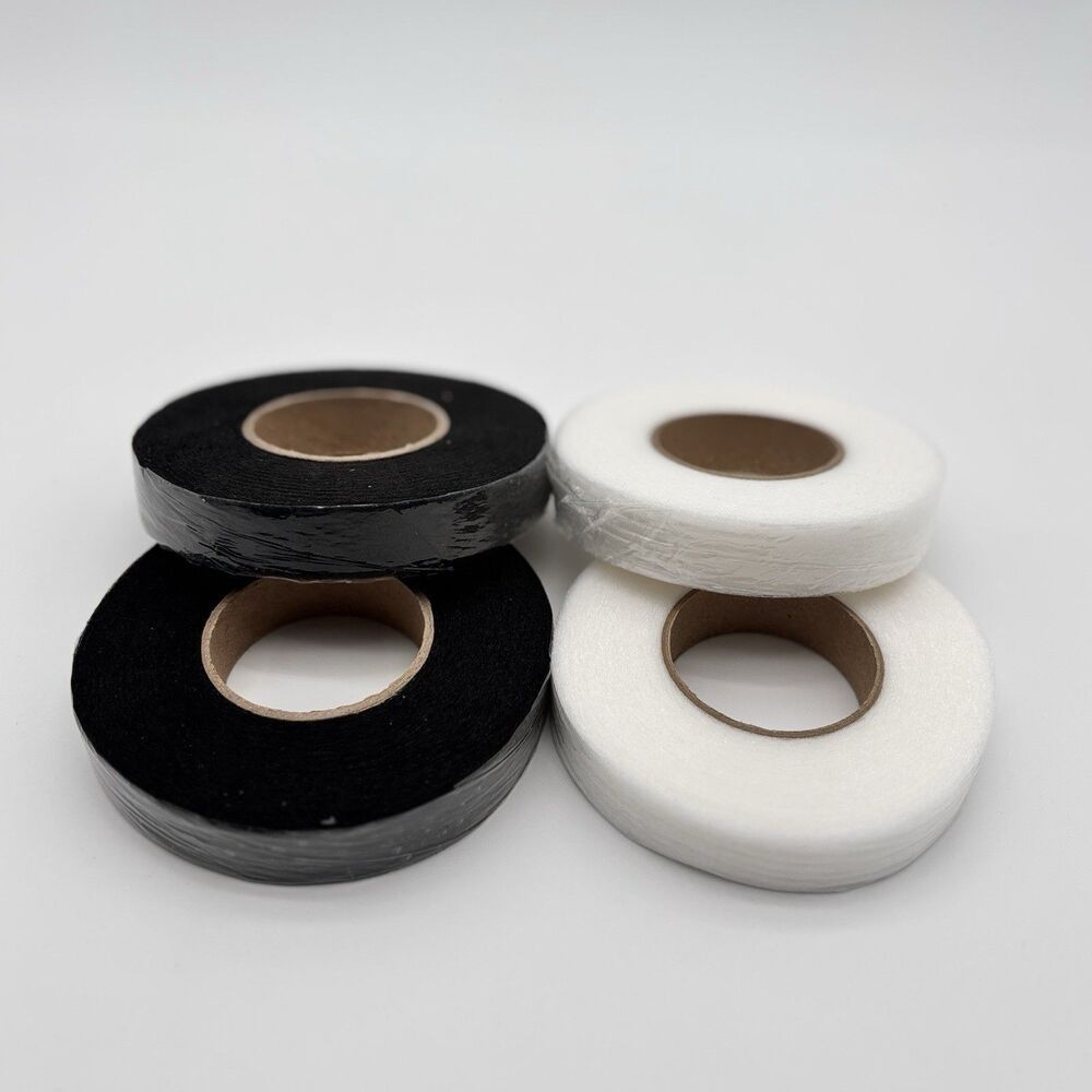 NRAMOOS Hemming Tape 4 Rolls Iron-On Fabric Fusing Web Black White 70 Yards